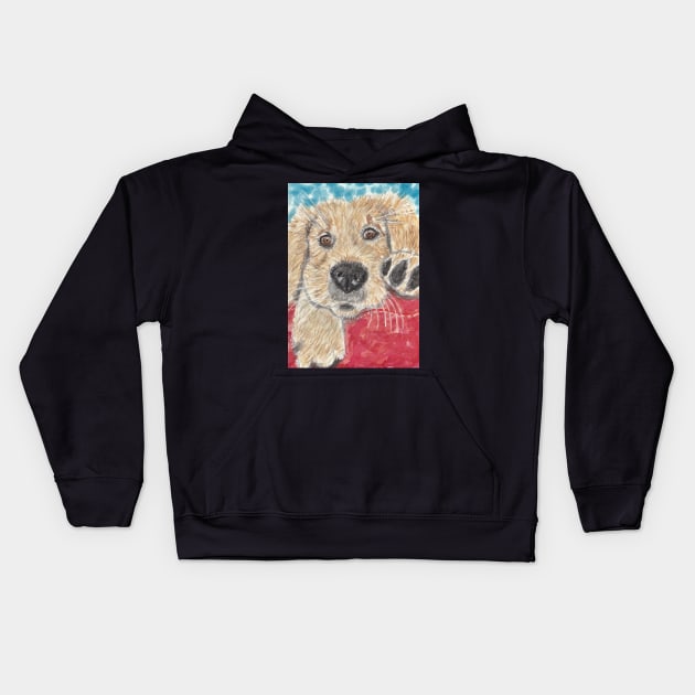 Golden retriever  puppy dog painting Kids Hoodie by SamsArtworks